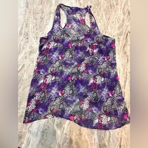 Miley Cyrus Max Azria Racerback Tank Top XL Purple Abstract Print